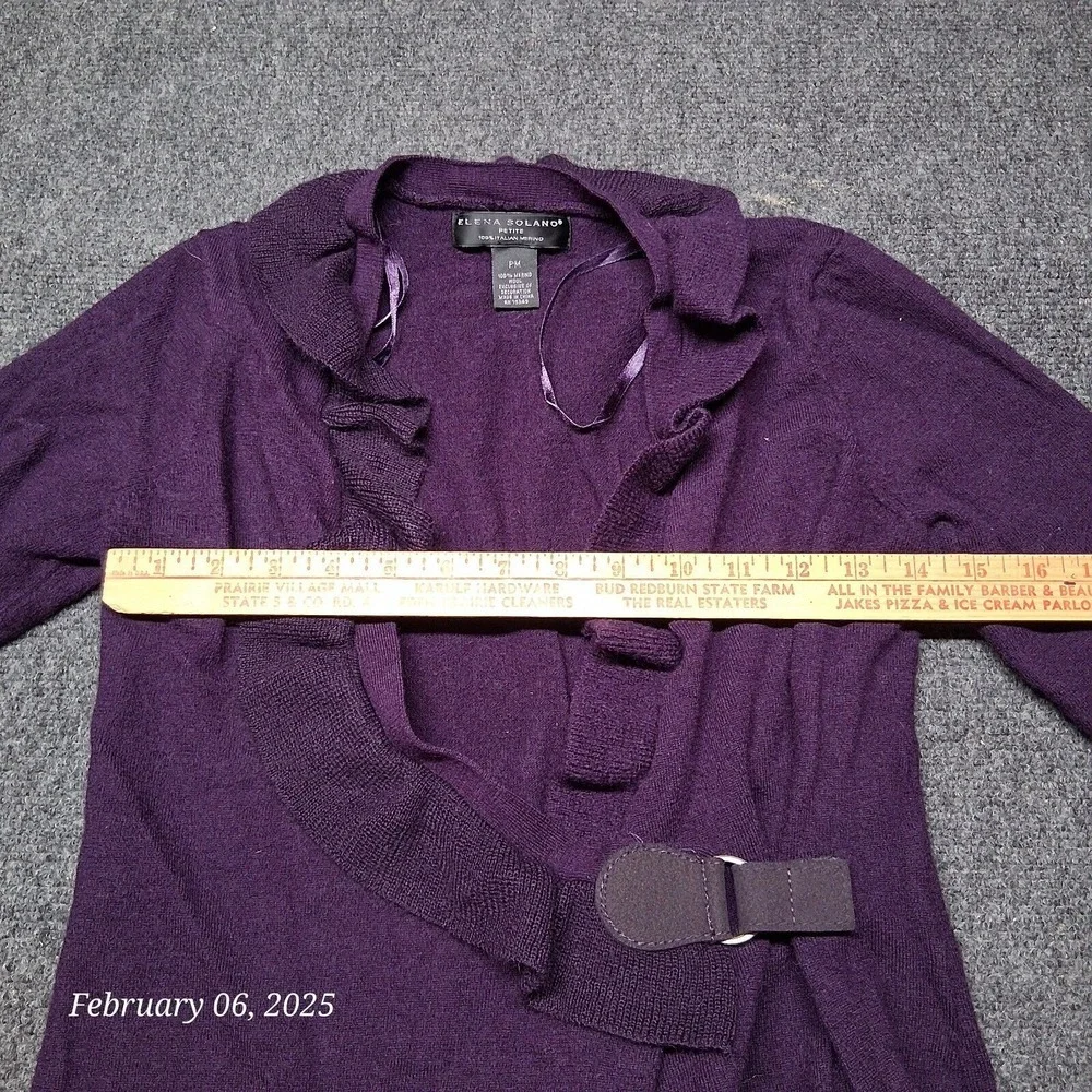 Elana Solano Italian Merino Wool Open Cardigan Sweater‎ Women Petite Medium PM
